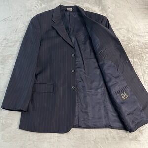 Jos. A. Bank Signature Collection Wool Sport Coat Blazer 44L Navy Pinstripe